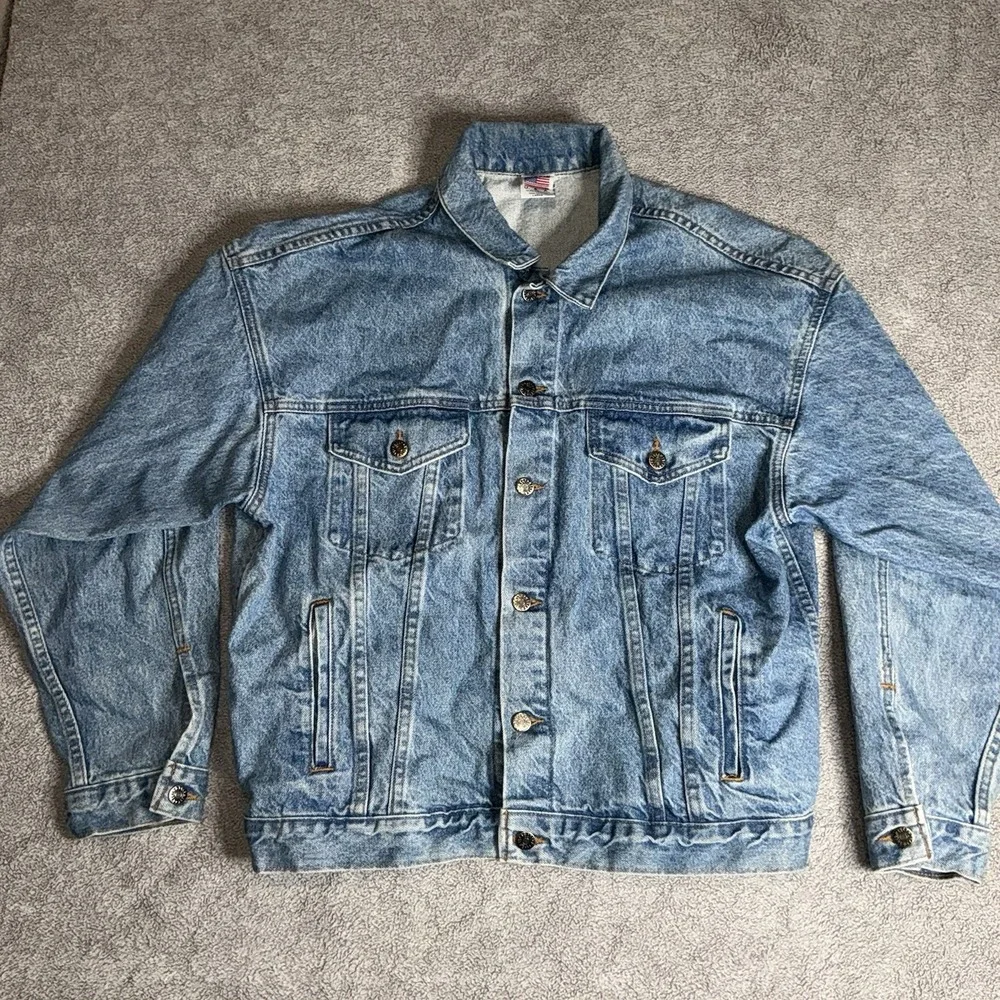 Vintage Denim Jacket L JAVA Oracle Embossed Sun Microsystems‎ Rare Made In USA